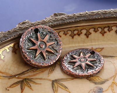 Mykonos Antique Copper (plated) Sun Coin Focal 22mm