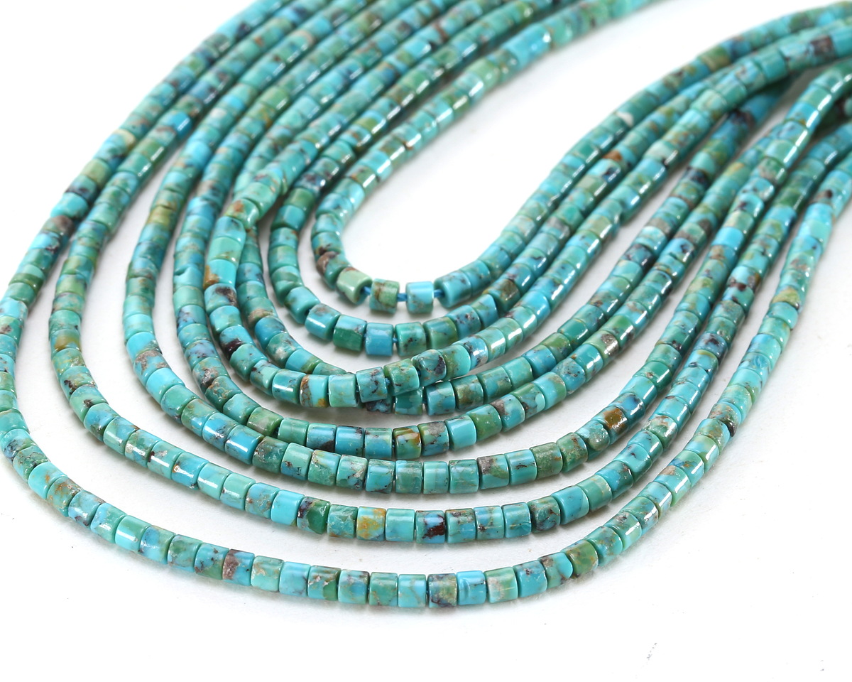 Hubei Turquoise (AA, Blue Green w/ Matrix) Short Tube 2x2mm