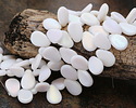 Czech Glass Matte White AB Flat Teardrop 8x11mm