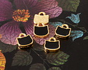 24K Gold (plated) Black Enamel Cat Head Focal 8x9mm