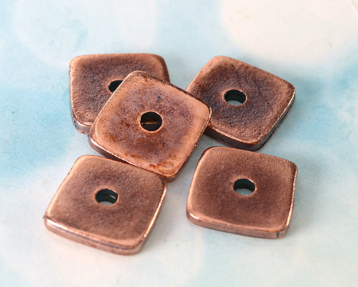 Mykonos Antique Copper (plated) Rounded Square Heishi 16mm
