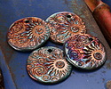 Xaz Raku Flash Sun and Swirling Crescent Moon Medallion Focal 44-46mm
