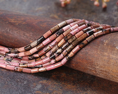 Rhodonite w/ Matrix Tube 4x2mm