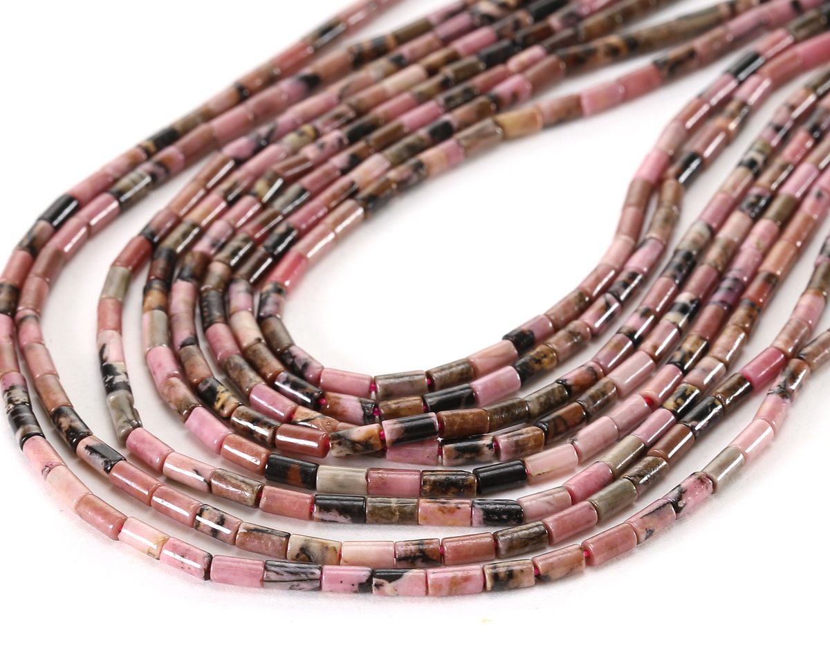 Rhodonite w/ Matrix Tube 4x2mm