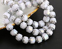 Czech Glass White AB w/ Silver Lantern 6mm
