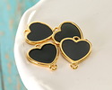 24K Gold (Plated) Transparent Jet Resin Heart Focal Link 16x18mm