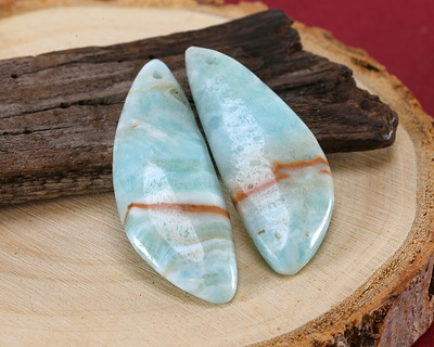 Black Gold Amazonite Irregular Triangle Pendant Pair 15x40mm