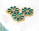 24K Gold (Plated) Transparent Turquoise Resin Daisy Focal Link 20x16mm