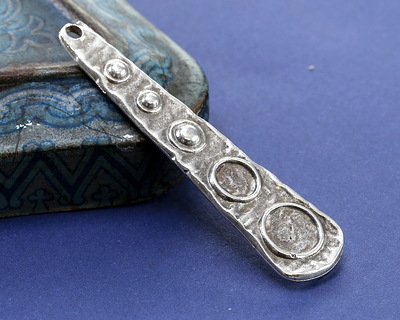 Mykonos Antique Silver (plated) Long Graduated Circle Drop Focal 8x53mm