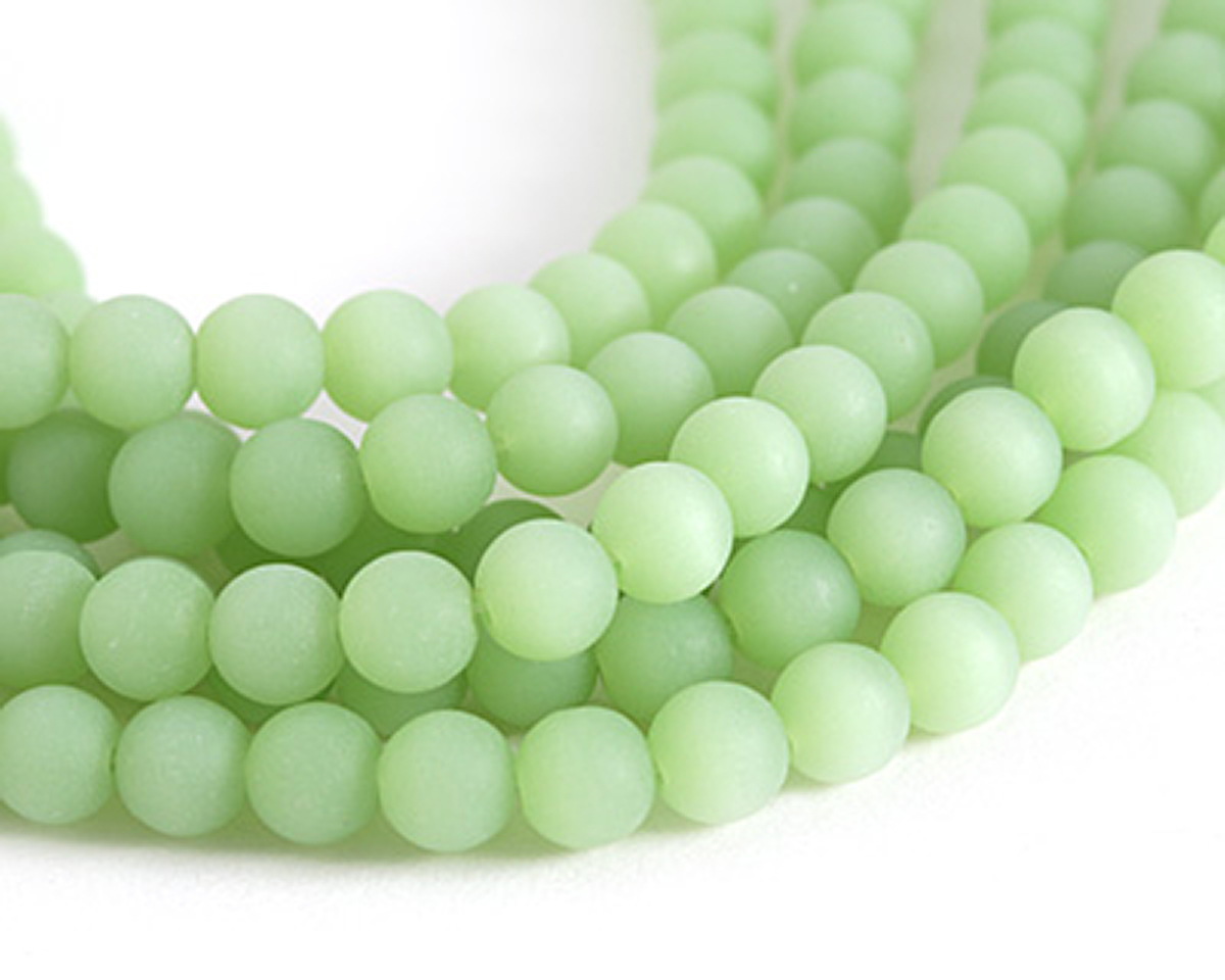 Opaque Seafoam Green Beach-Style Glass Round 8mm