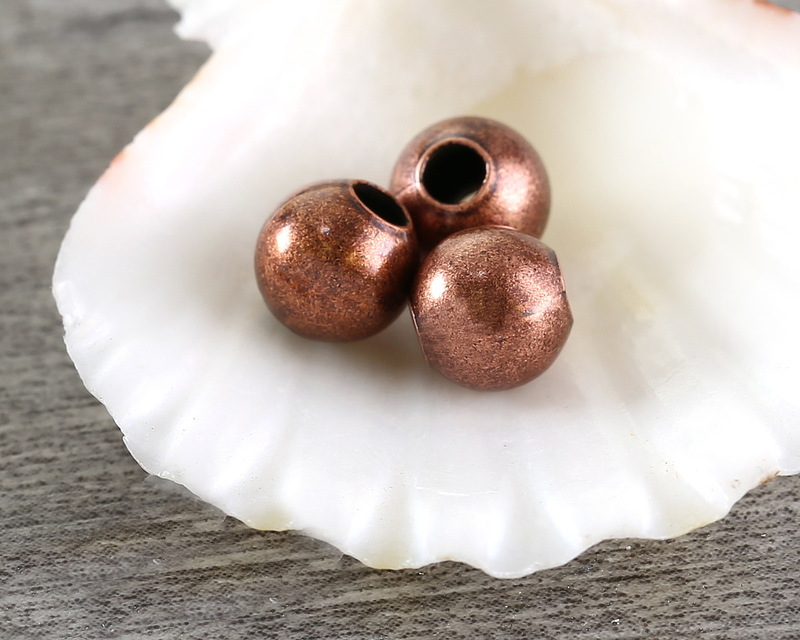 thumbnail image 2 of The Bead Chest Smooth Copper Rondelle Beads – 5mm Round With Large Hole – 16 Inch Strand 2 of 6