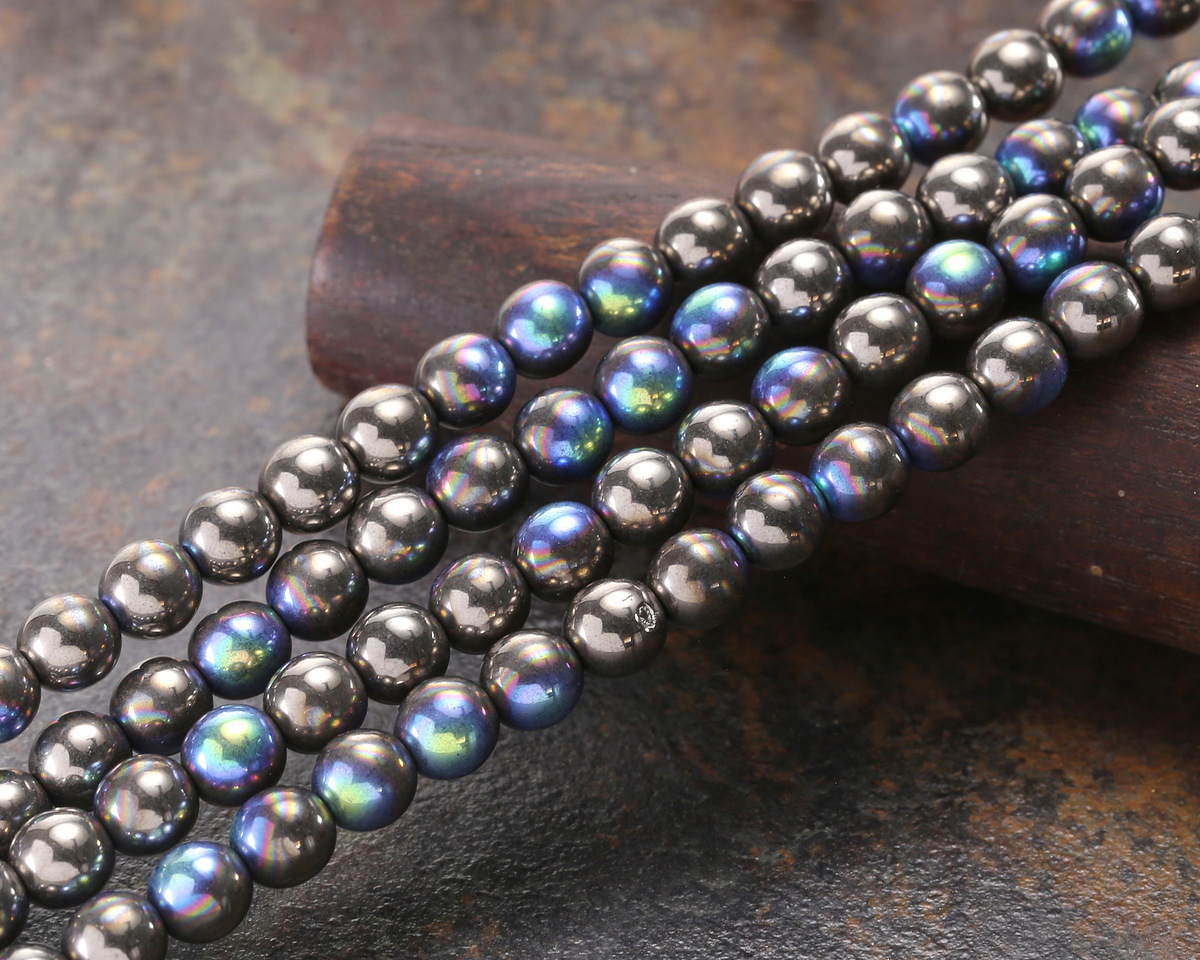 Czech Glass Antique Silver AB Round Druk 6mm