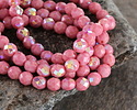 Czech Glass Desert Rose w/ AB Fire Polished Round 8mm