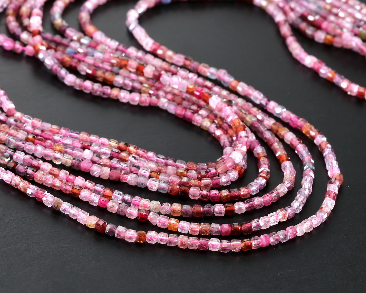 Natural Pink Spinel Faceted Cube 2-2.2mm