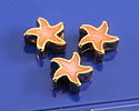 24K Gold (plated) Peach Pearl Enamel Starfish Bead 10mm