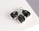 Jet Crystal Teardrop in Silver Finish Bezel 6.5x11.8mm