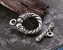 Mykonos Antique Silver (plated) Ornate Roped Toggle Clasp 28x21mm, 25mm Bar