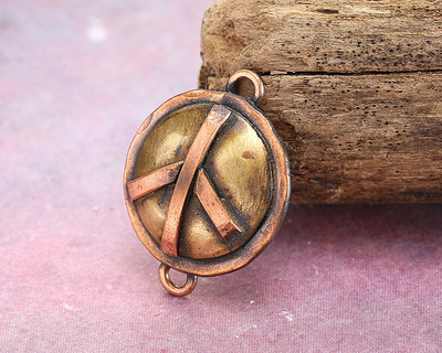 Patricia Healey Antiqued Copper & Brass Peace Sign Link 22x29mm