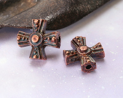 Mykonos Antique Copper (plated) Rosary Celtic Cross 15mm