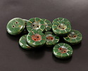 Czech Glass Spruce Picasso 2-Hole Button 14mm