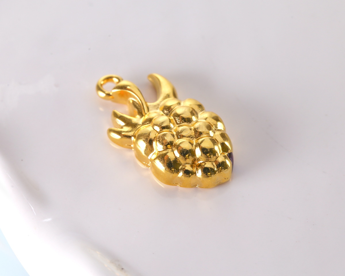 24K Gold (plated) Enameled Blackberry Focal 10x21mm