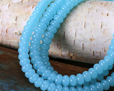 Sky Blue Opal Glass Rondelle 5x8mm