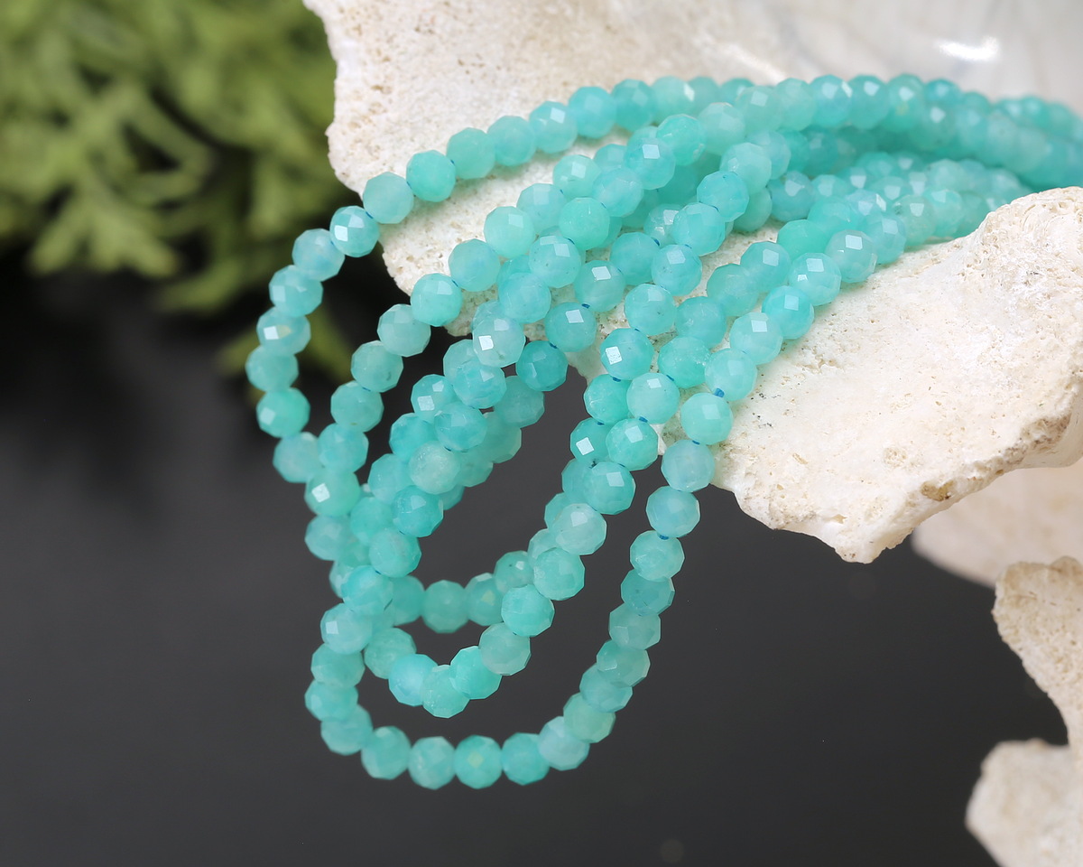 Peruvian Amazonite (AAA) Diamond Cut Faceted Round 3-3.5mm