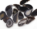 Black Line Agate Freeform Slice w/ Natural Edge Focal 33-46x60-90mm