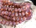 Czech Glass Matte Textured Pink Opal w/ Metallic Rainbow Fire Polished Rondelle 3x5mm