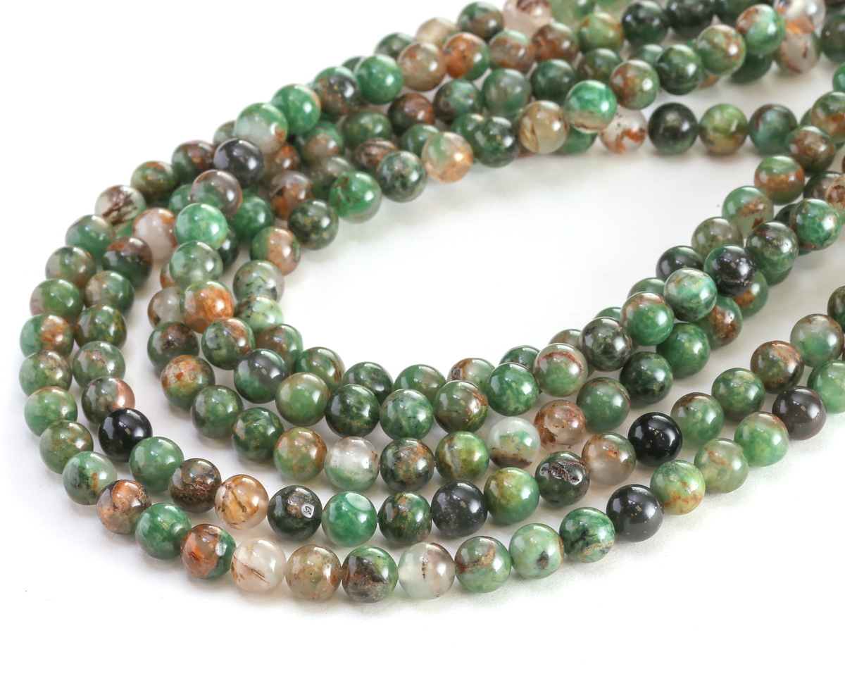 Verdite w/ Quartz Round 6mm