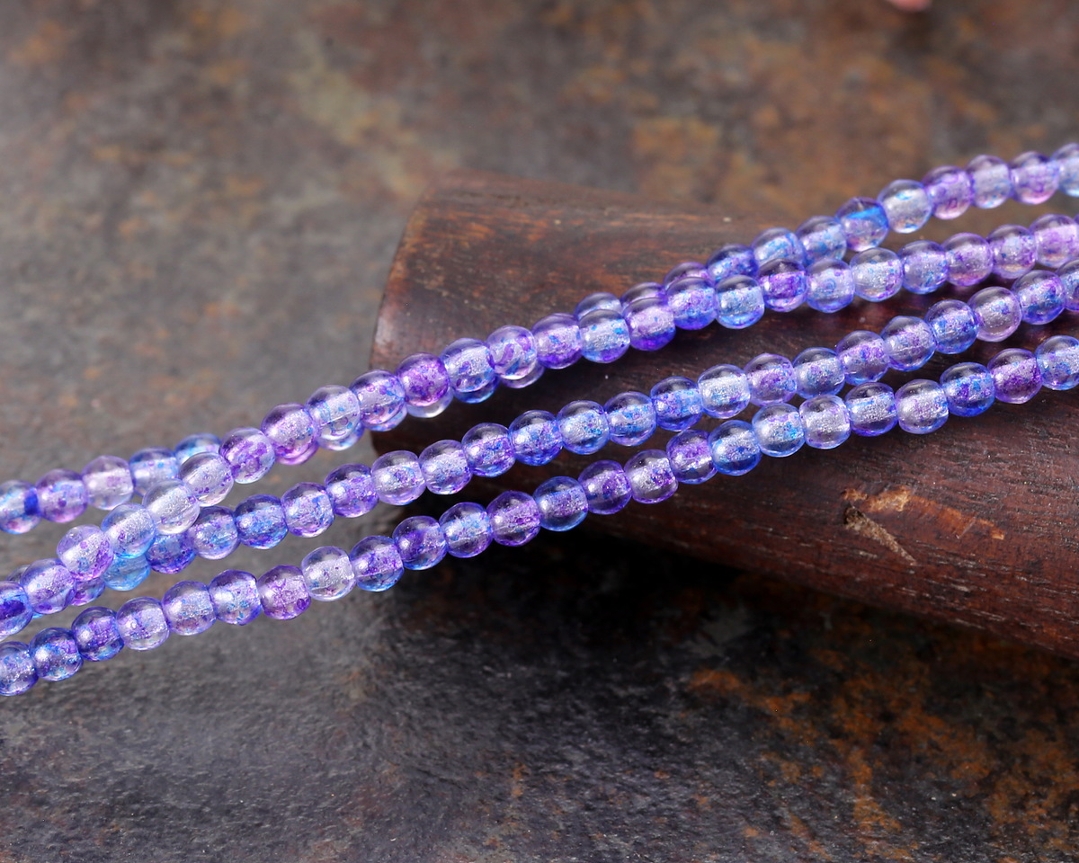 Czech Glass Dual Coated Purple & Blue Round Druk 3mm