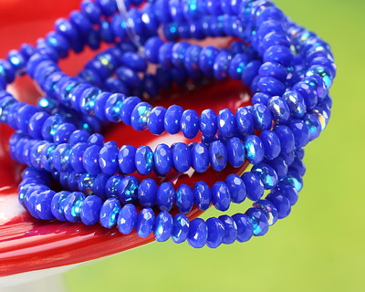 Czech Glass Cobalt AB Fire Polished Rondelle 2x3mm