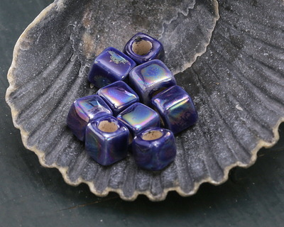 Mykonos Ceramic Iridescent Cobalt Cube 5mm