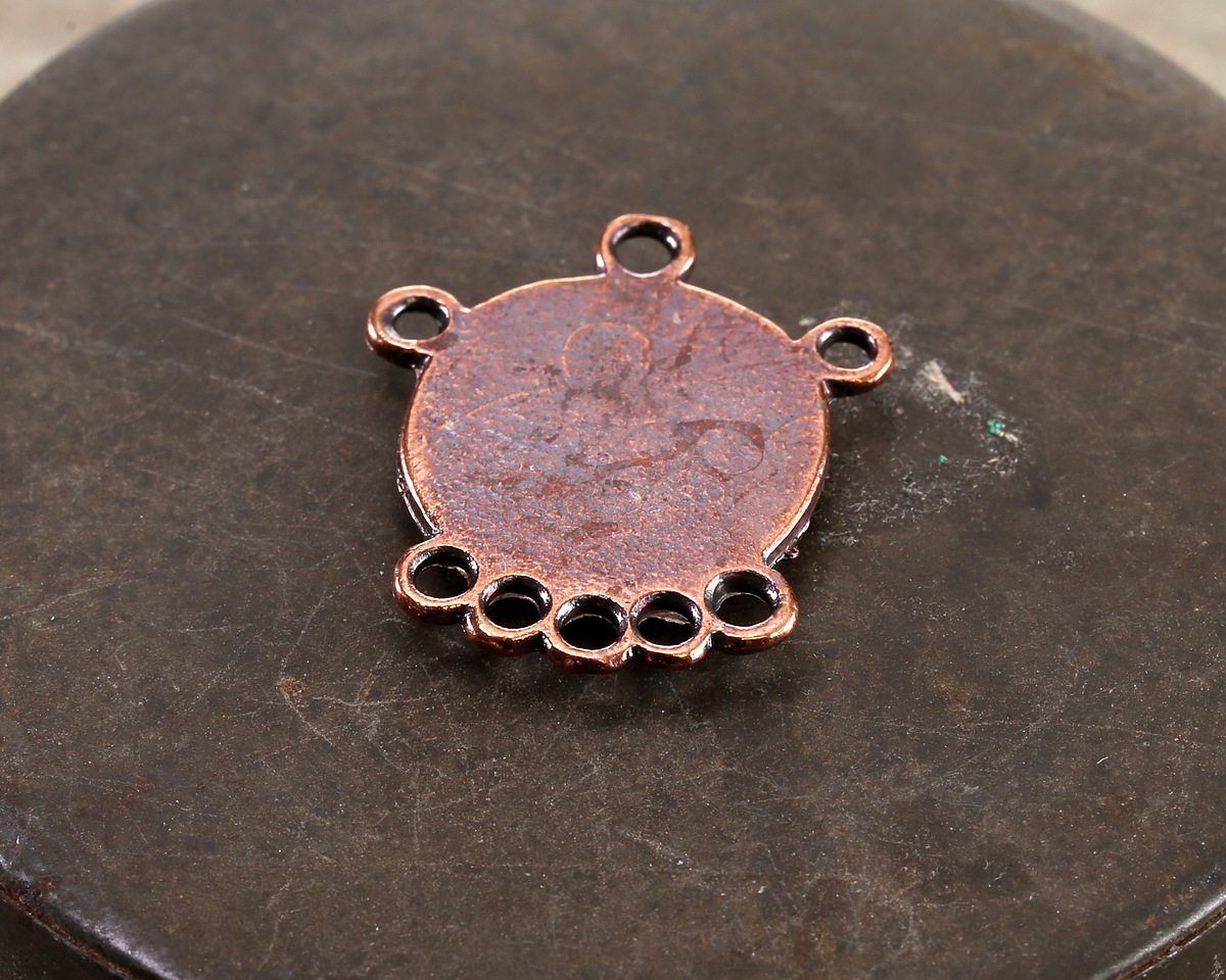 Mykonos Antique Copper (plated) Medallion Multi-Ring Chandelier Focal Link 25x28mm