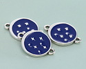 Antique Silver (plated) Cobalt Enamel Starry Night Focal Link 15x20mm