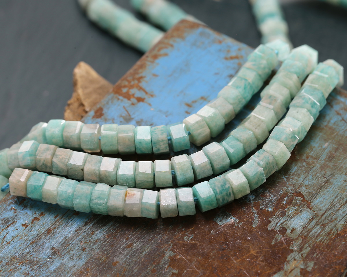 Brazil Amazonite Microfaceted Heishi 3x6mm