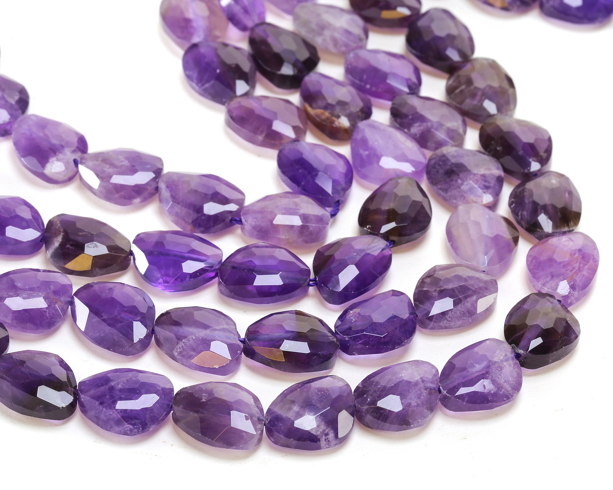 Amethyst Microfaceted Puff Pear 13x16mm