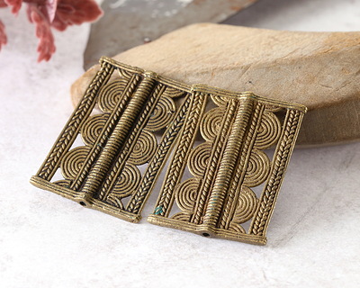 African Brass (Baule Tribe, Ivory Coast) Rectangle Focal 37x27-29mm