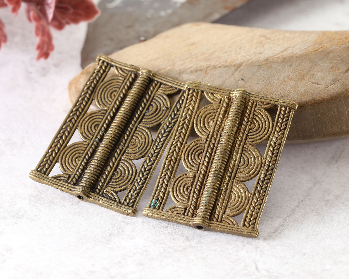 African Brass (Baule Tribe, Ivory Coast) Rectangle Focal 37x27-29mm