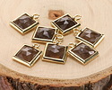 Smoky Quartz w/ Gold Finish Faceted Square Focal 10x13mm