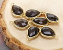 Smoky Quartz w/ Gold Finish Faceted Teardrop Focal 12x21mm