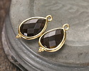 Smoky Quartz w/ Gold Finish Faceted Teardrop Focal 12x21mm