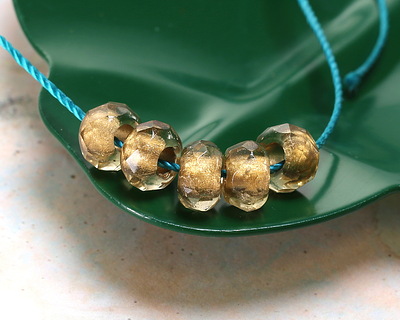 Czech Glass Smoky w/ Gold Lining Large Hole Fire Polished Rondelle 6x9mm