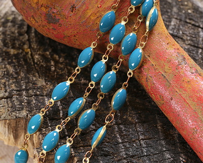 Zola Elements Sea Blue Oval Link Brass Chain