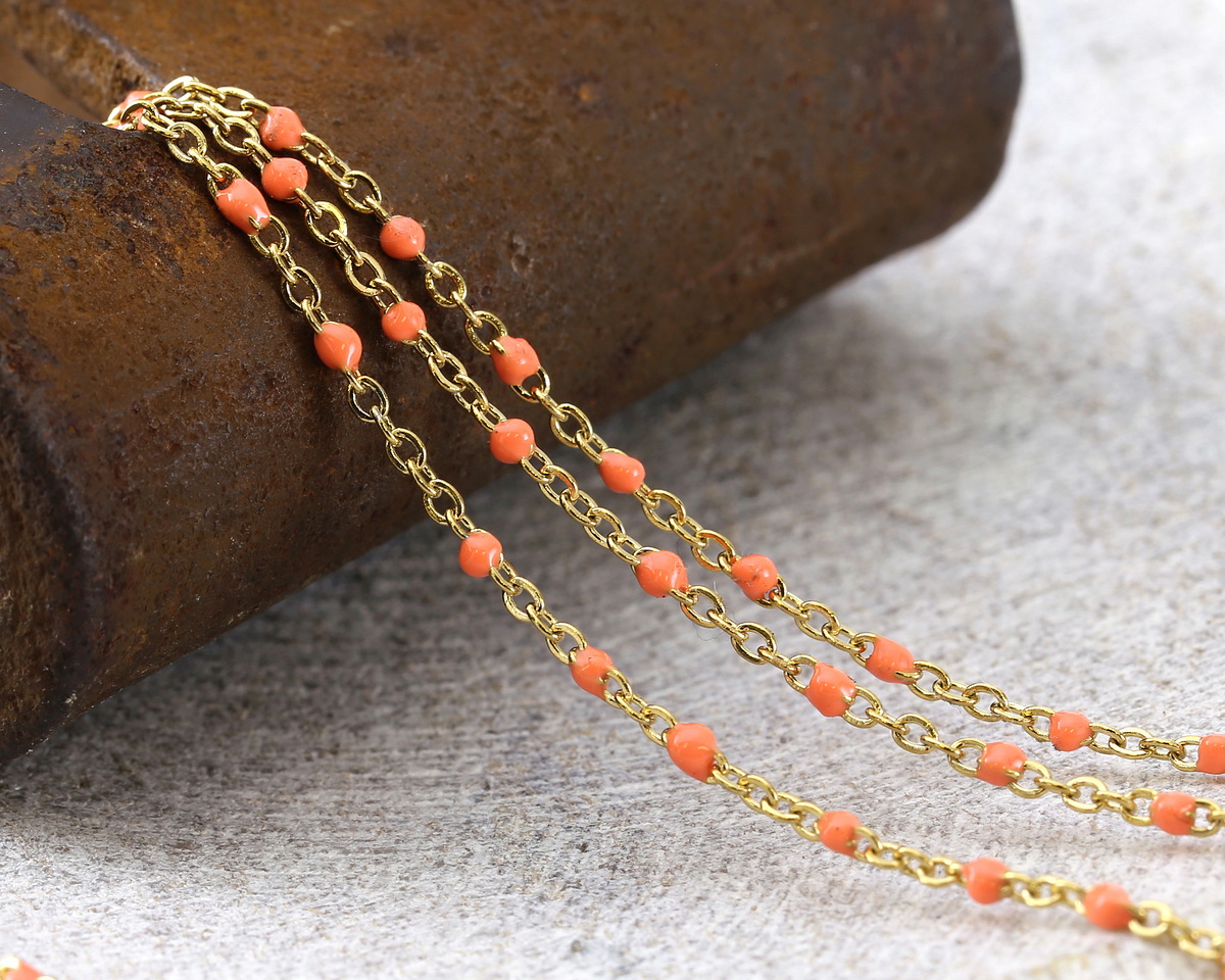 Gold (plated) Stainless Steel Peach Small Cable Chain, 8m spool