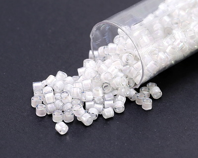 Miyuki Delica White Lined Crystal AB (DBM0066) 10/0 Seed Bead