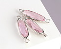 Rose Pink Crystal Elongated Oval Link in Silver Finish Bezel 22x6mm