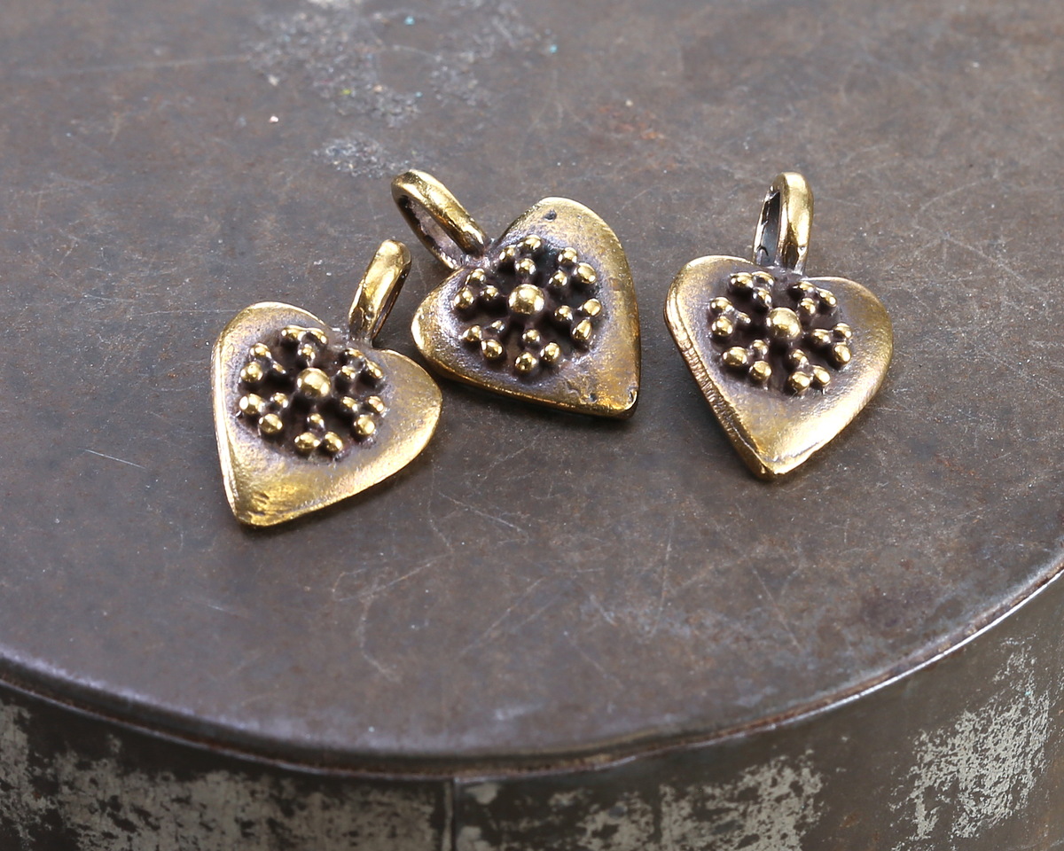 Mykonos Antique Brass (plated) Folksy Heart Focal 11x23mm