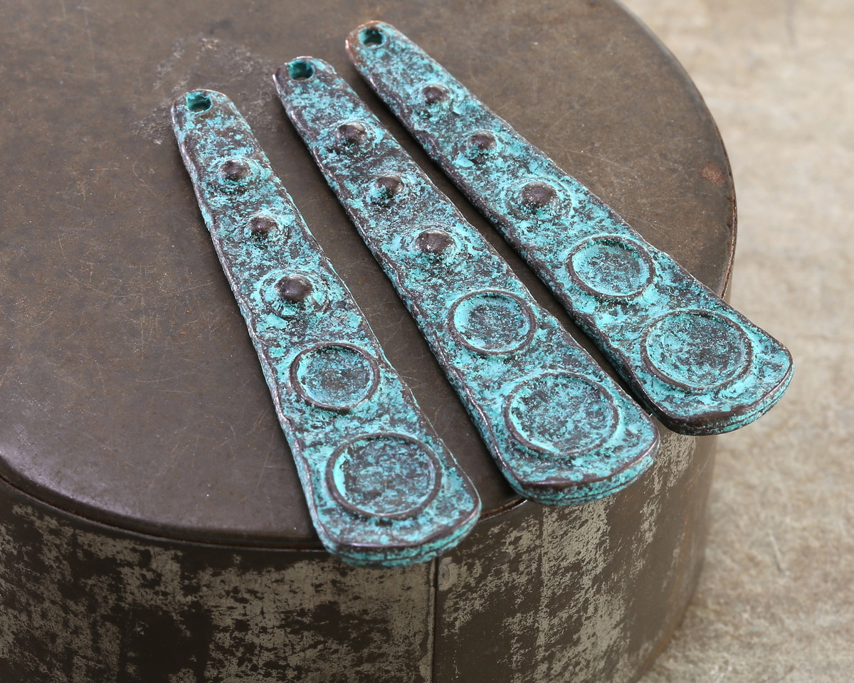 Mykonos Copper (plated) Patina Long Graduated Circle Drop Focal 8x53mm