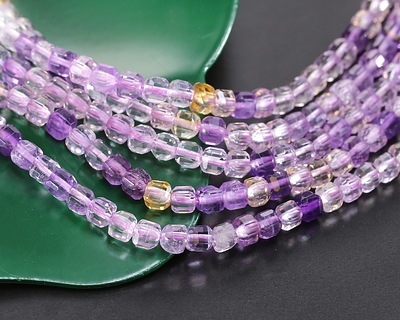 Ametrine (AA) Microfaceted Miracle Cube 3mm